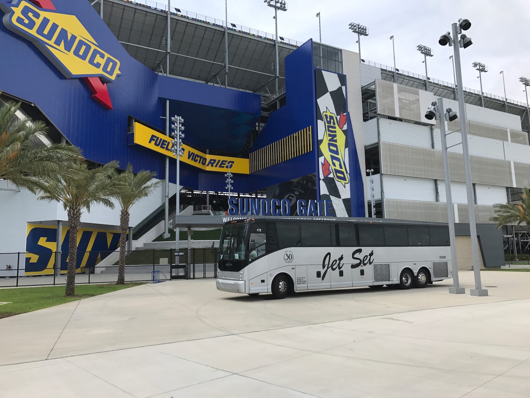 A Jet Set Express coach on the road