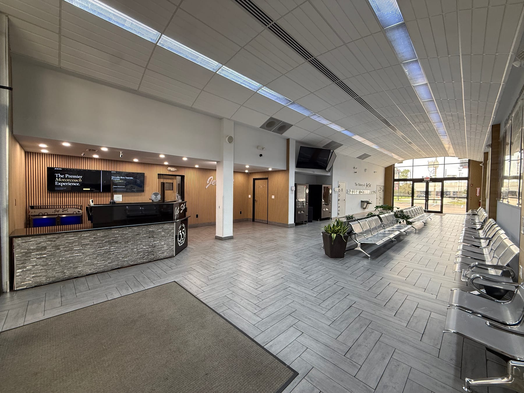 The passenger hall at the Jet Set Express terminal